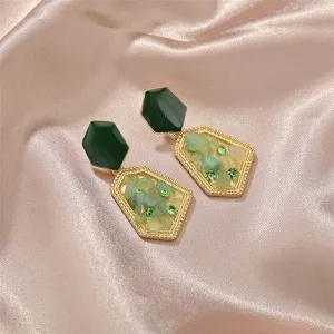 Korean Geometric Style Natural Stone Drop Earrings